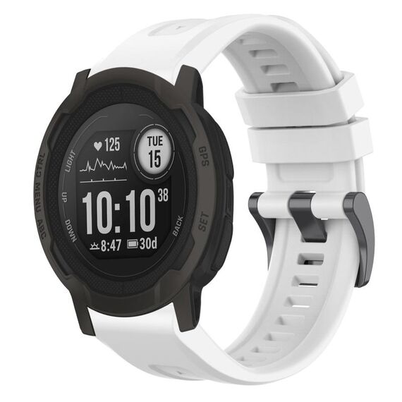 Per cinturino per orologio Garmin Instinct 2 / Instinct tinta unita nero con fibbia in silicone a sgancio rapido (bianco)