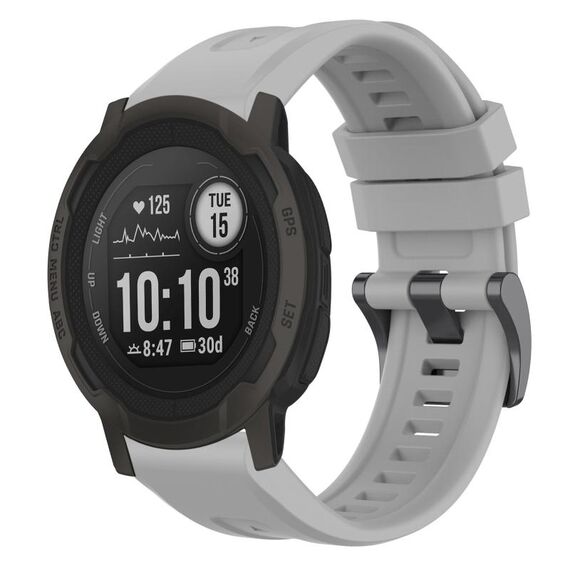 Per cinturino per orologio Garmin Instinct 2 / Instinct tinta unita nero con fibbia in silicone a sgancio rapido (grigio)