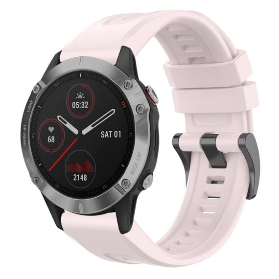 Per Garmin Fenix 6 GPS cinturino per orologio a sgancio rapido in silicone con fibbia nera tinta unita (rosa)