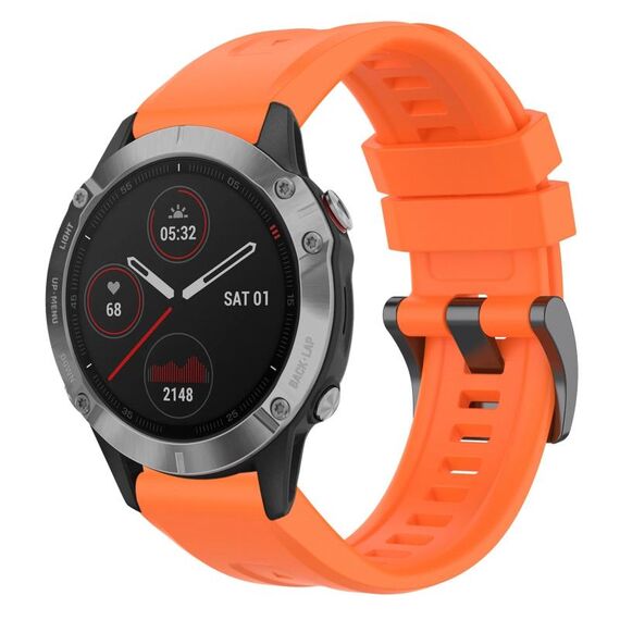 Per Garmin Fenix 6 GPS cinturino per orologio a sgancio rapido in silicone con fibbia nera tinta unita (arancione)