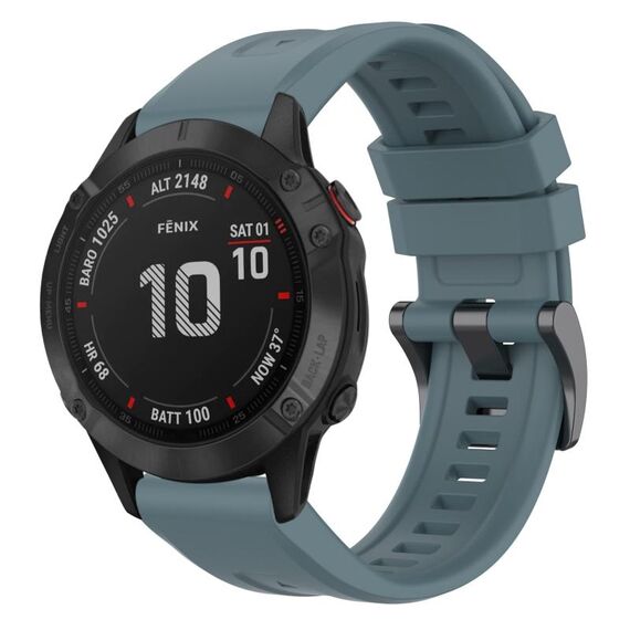 Per Garmin Fenix 6 Pro GPS cinturino in silicone a sgancio rapido con fibbia nera in tinta unita (Rock Blue)