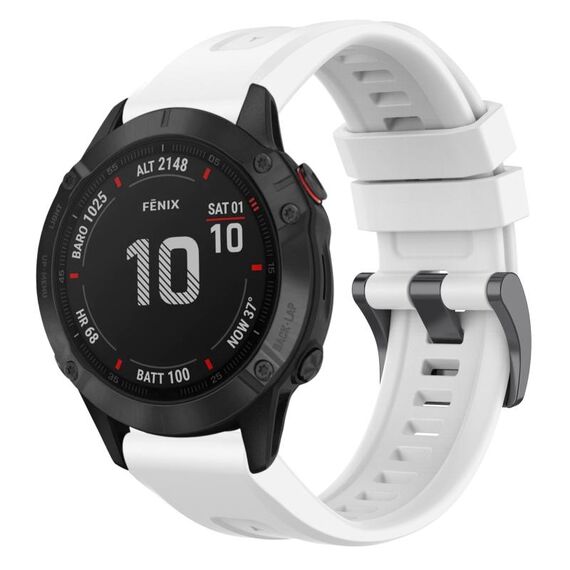 Per Garmin Fenix 6 Pro GPS cinturino in silicone a sgancio rapido con fibbia nera in tinta unita (bianco)