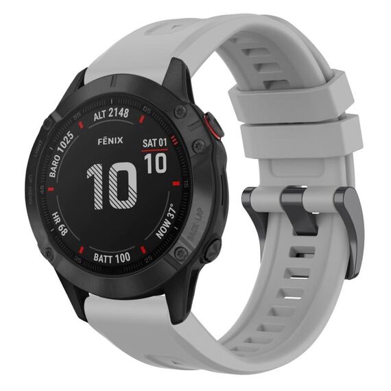 Per Garmin Fenix 6 Pro GPS cinturino in silicone a sgancio rapido con fibbia nera in tinta unita (grigio)