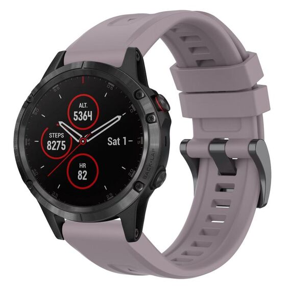Per Garmin Fenix 5 / Fenix 5 Plus cinturino per orologio a sgancio rapido in silicone con fibbia nera tinta unita (viola)