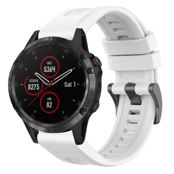 Per Garmin Fenix 5 / Fenix 5 Plus Cinturino per orologio a sgancio rapido in silicone con fibbia nera tinta unita (bianco)