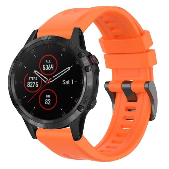 Per Garmin Fenix 5 / Fenix 5 Plus Cinturino per orologio a sgancio rapido in silicone con fibbia nera tinta unita (arancione)