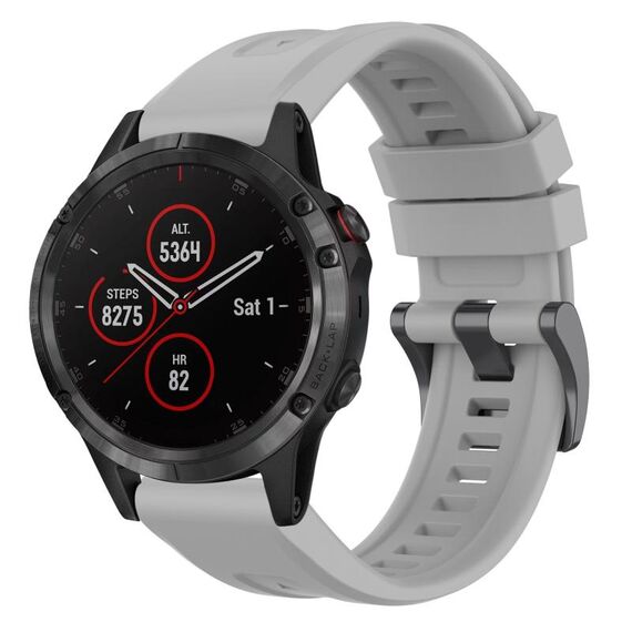 Per Garmin Fenix 5 / Fenix 5 Plus Cinturino per orologio a sgancio rapido in silicone con fibbia nera tinta unita (grigio)