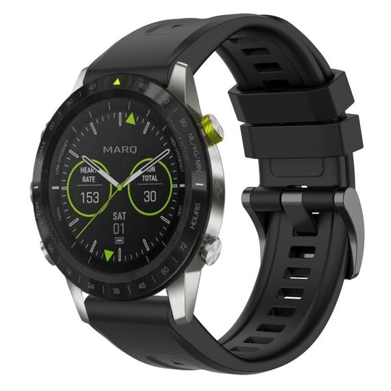 Per Garmin MARQ cinturino per orologio a sgancio rapido in silicone con fibbia nera tinta unita (nero)