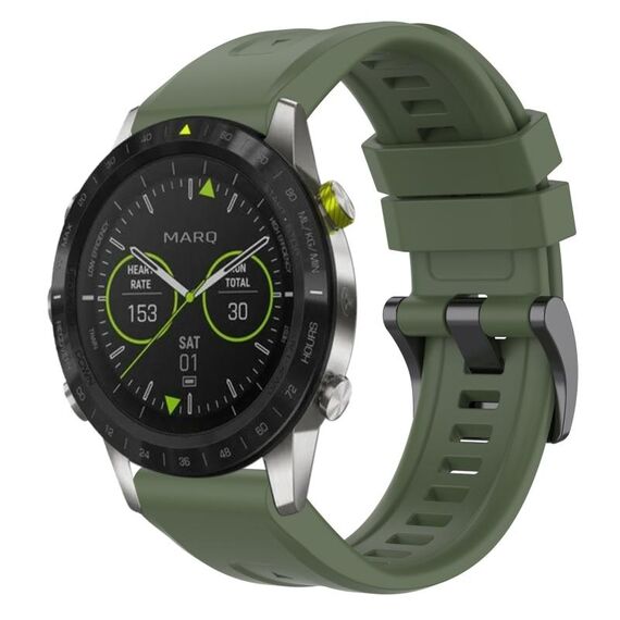Per Garmin MARQ cinturino per orologio a sgancio rapido in silicone con fibbia nera tinta unita (verde scuro)