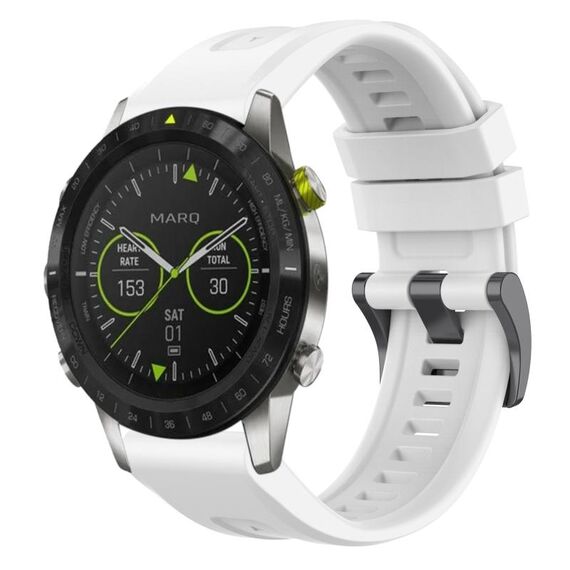 Per Garmin MARQ cinturino per orologio a sgancio rapido in silicone con fibbia nera tinta unita (bianco)