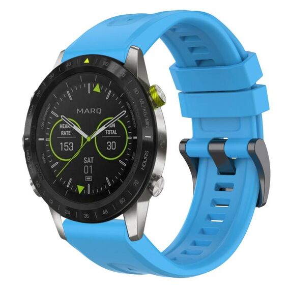 Per Garmin MARQ cinturino per orologio a sgancio rapido in silicone con fibbia nera tinta unita (blu cielo)