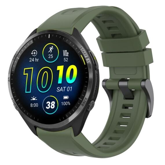 Per Garmin Forerunner 965/955/945/935 cinturino per orologio a sgancio rapido in silicone con fibbia nera in tinta unita (verde scuro)