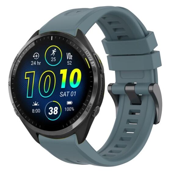 Per Garmin Forerunner 965/955/945/935 cinturino per orologio a sgancio rapido in silicone con fibbia nera in tinta unita (blu roccia)