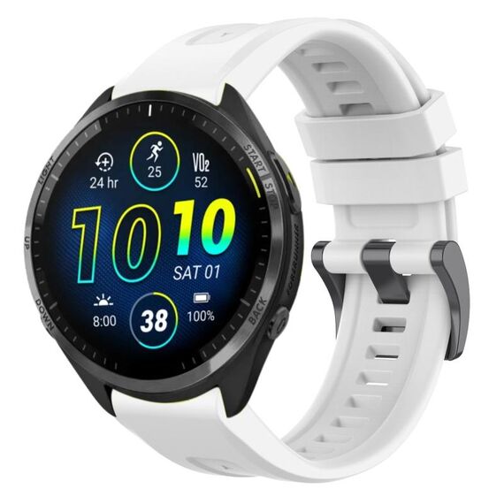 Per Garmin Forerunner 965/955/945/935 cinturino per orologio a sgancio rapido in silicone con fibbia nera in tinta unita (bianco)
