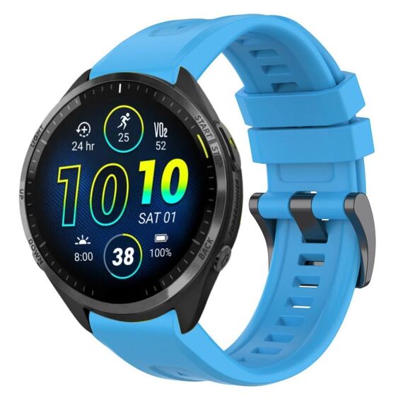 Per Garmin Forerunner 965/955/945/935 cinturino per orologio a sgancio rapido in silicone con fibbia nera in tinta unita (blu cielo)