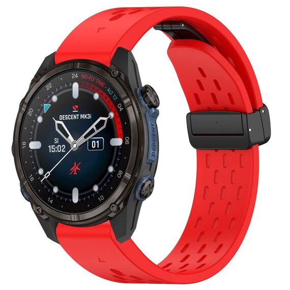 Per cinturino in silicone con fibbia pieghevole magnetica per Garmin Descent MK3i 43mm 20mm (rosso)