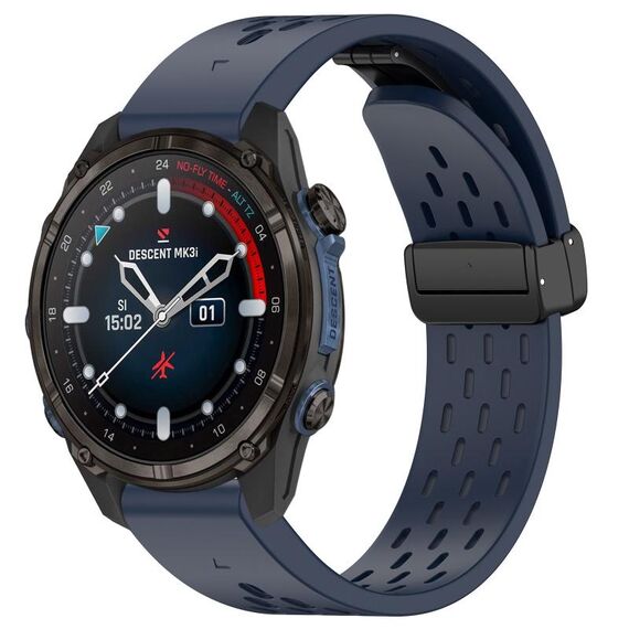 Per cinturino in silicone con fibbia pieghevole magnetica per Garmin Descent MK3i 43 mm 20 mm (mezzanotte)