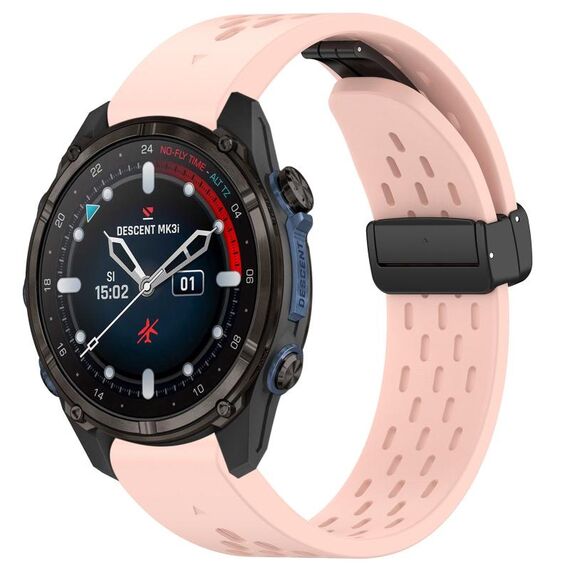 Per cinturino in silicone con fibbia pieghevole magnetica per Garmin Descent MK3i 43mm 20mm (rosa)