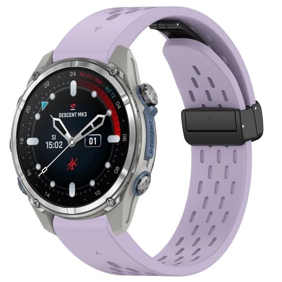 Per Garmin Descent MK3 43 mm 20 mm fori cinturino in silicone con fibbia pieghevole magnetica (viola)