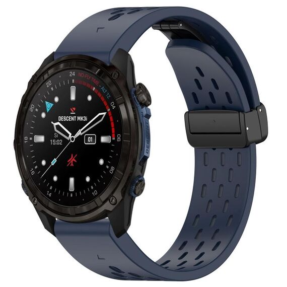 Per Garmin Descent MK3i / MK3 51 mm 26 mm fori cinturino in silicone con fibbia pieghevole magnetica (mezzanotte)