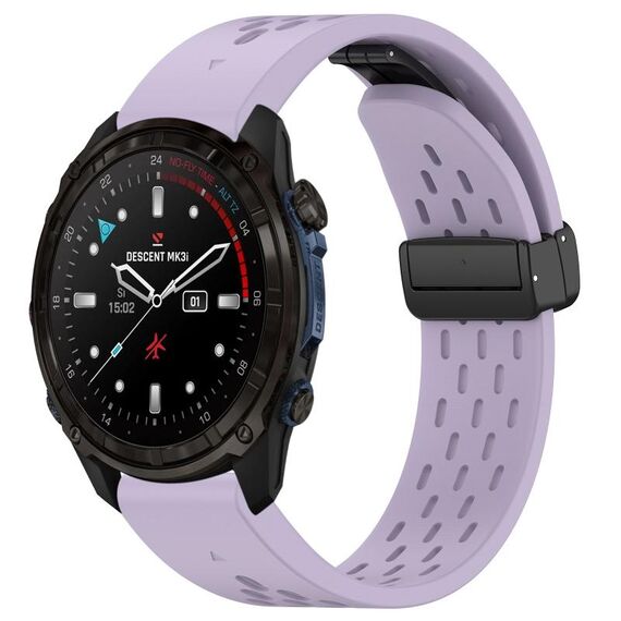 Per Garmin Descent MK3i / MK3 51 mm 26 mm fori cinturino orologio in silicone con fibbia pieghevole magnetica (viola)