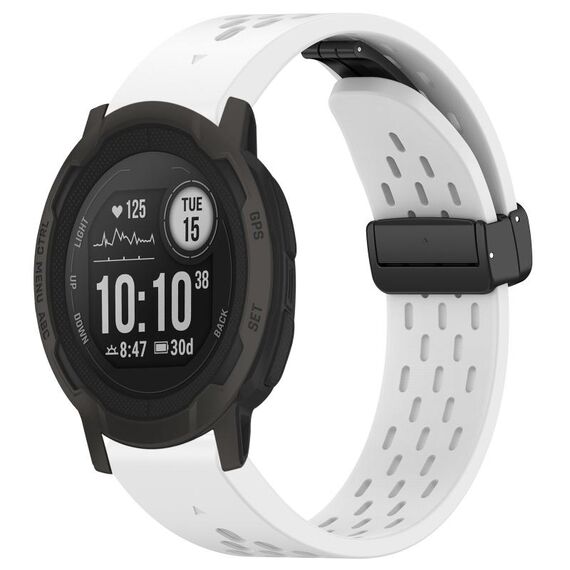Per cinturino in silicone con fibbia pieghevole magnetica con fori da 22 mm Garmin Instinct 2 / Instinct (bianco)