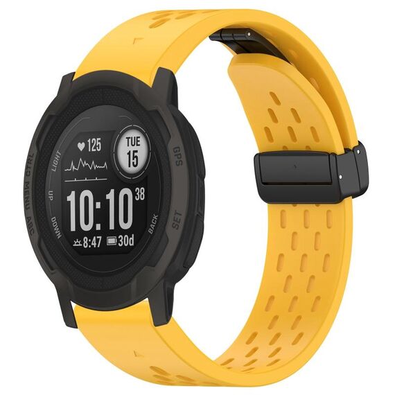 Per cinturino per orologio in silicone con fibbia pieghevole magnetica con fori da 22 mm Garmin Instinct 2 / Instinct (giallo)