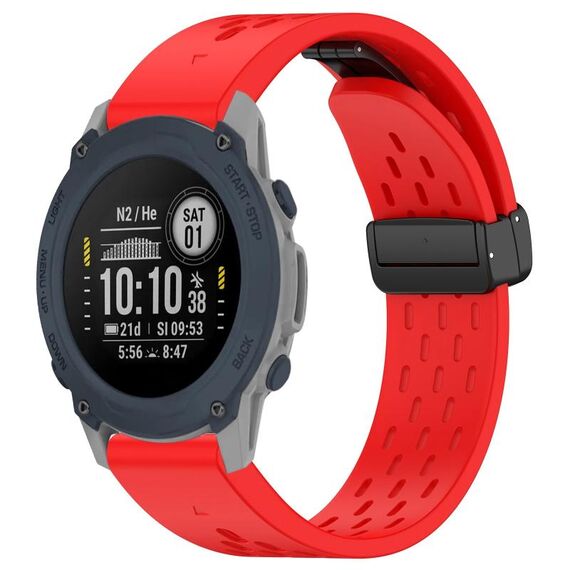 Per cinturino in silicone con fibbia pieghevole magnetica con fori da 22 mm Garmin Descent G1 (rosso)