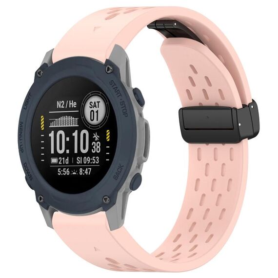 Per cinturino in silicone con fibbia pieghevole magnetica con fori da 22 mm Garmin Descent G1 (rosa)
