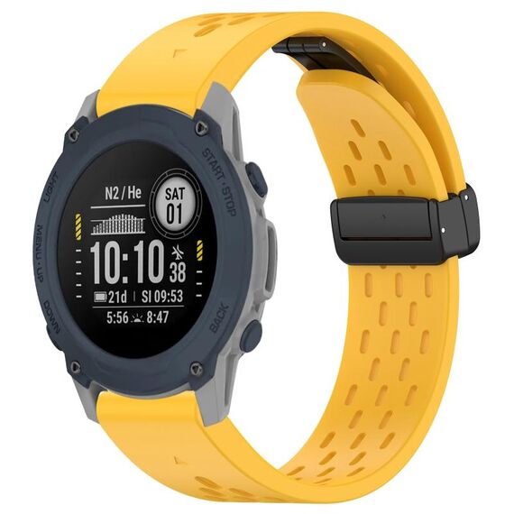Per cinturino in silicone con fibbia pieghevole magnetica con fori da 22 mm Garmin Descent G1 (giallo)