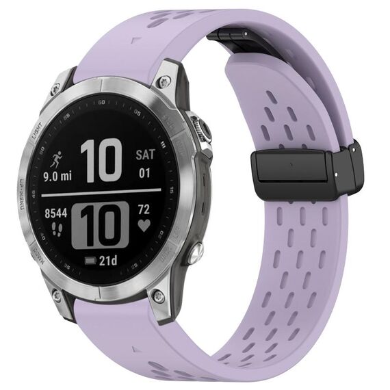 Per cinturino in silicone con fibbia pieghevole magnetica con fori da 22 mm per Garmin Fenix 7 / Fenix 7 Pro (viola)