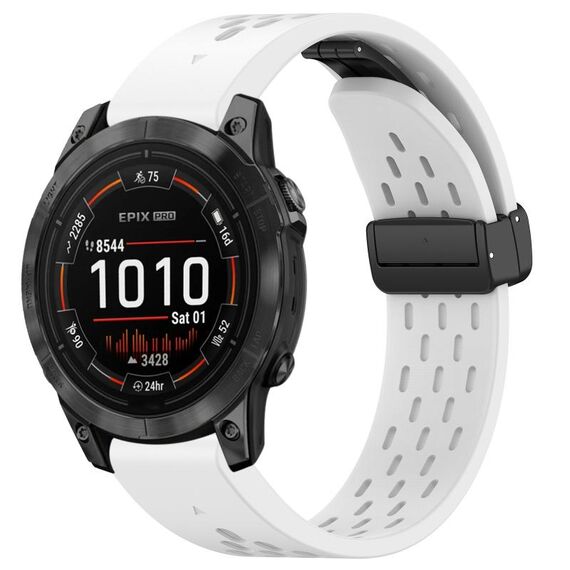 Per cinturino in silicone con fibbia pieghevole magnetica Garmin Epix Pro 47mm 22mm (bianco)