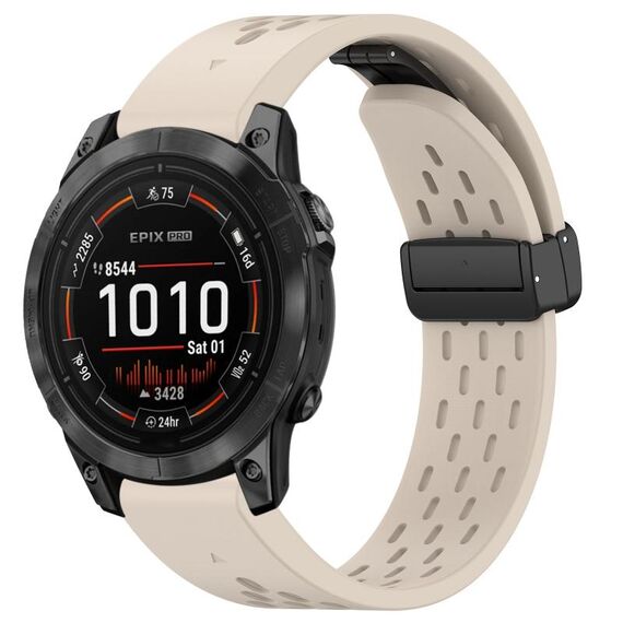 Per cinturino in silicone con fibbia pieghevole magnetica Garmin Epix Pro 47mm 22mm (Starlight)