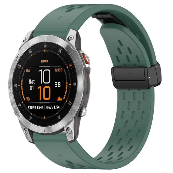 Per Garmin Epix Gen2 / Epix Pro Gen2 cinturino in silicone con fibbia pieghevole magnetica con fori da 47 mm (verde scuro)
