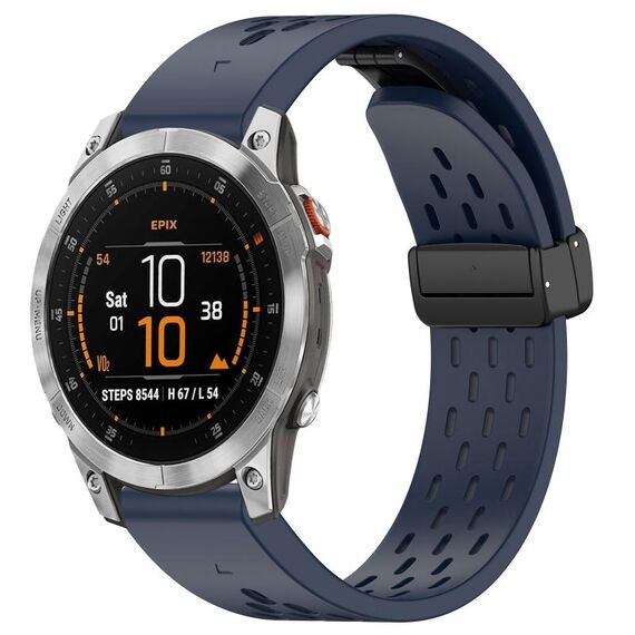 Per Garmin Epix Gen2 / Epix Pro Gen2 cinturino in silicone con fibbia pieghevole magnetica con fori da 47 mm (mezzanotte)