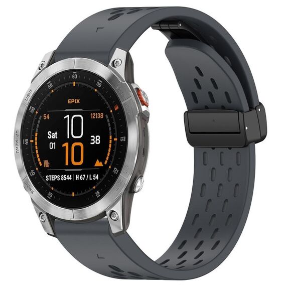 Per Garmin Epix Gen2 / Epix Pro Gen2 cinturino in silicone con fibbia pieghevole magnetica con fori da 47 mm (grigio scuro)