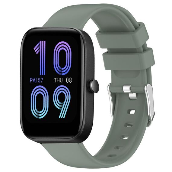 Per Amazfit Bip 3 Pro cinturino in silicone liscio tinta unita da 20 mm (verde oliva)