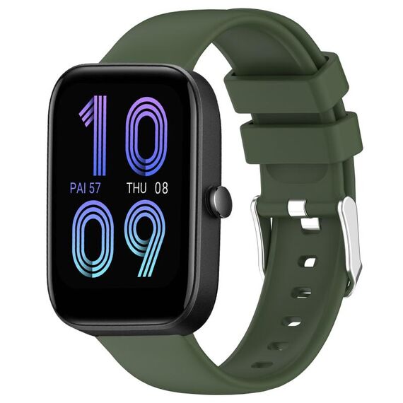 Per Amazfit Bip 3 Pro cinturino in silicone liscio tinta unita da 20 mm (verde militare)