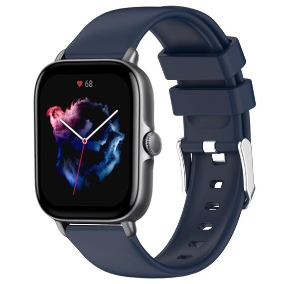 Per cinturino in silicone liscio tinta unita Amazfit GTS 3 da 20 mm (blu notte)