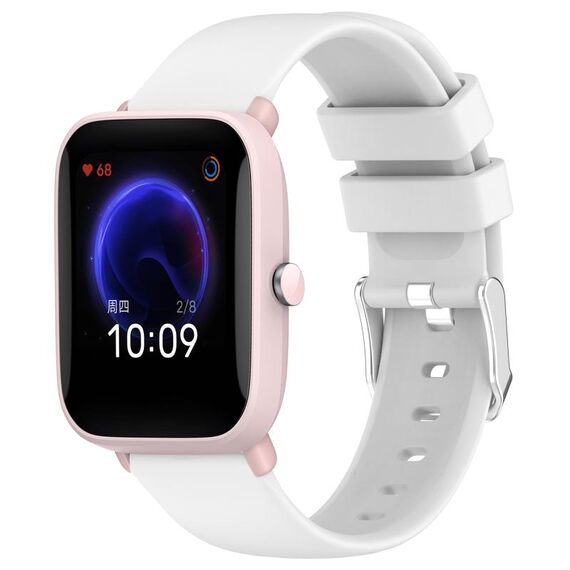 Per cinturino in silicone liscio tinta unita Amazfit Pop Pro da 20 mm (bianco)