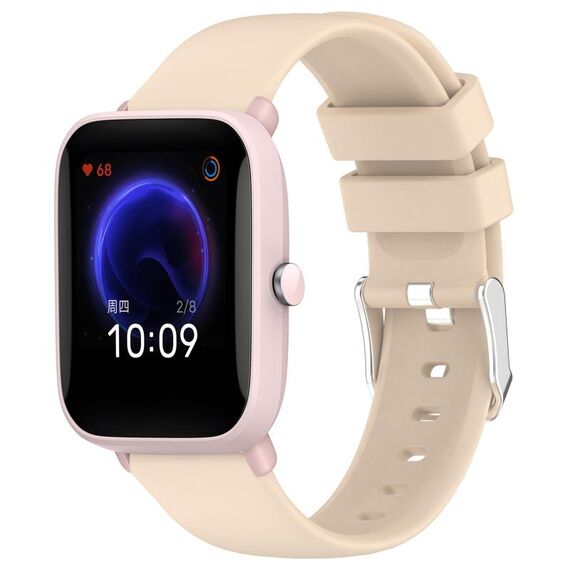 Per cinturino in silicone liscio tinta unita Amazfit Pop Pro da 20 mm (beige)