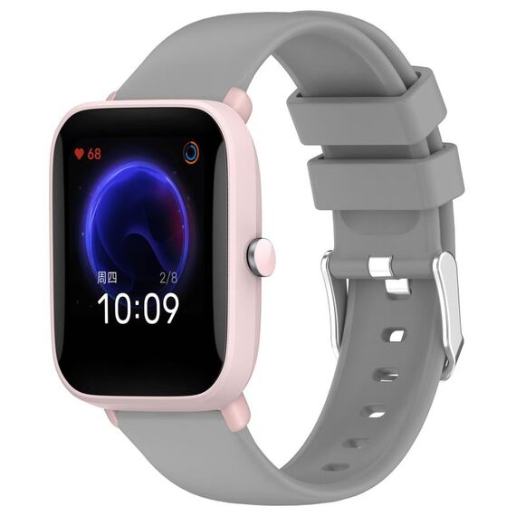 Per cinturino in silicone liscio tinta unita Amazfit Pop Pro da 20 mm (grigio)