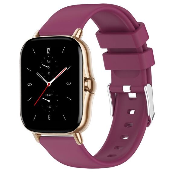 Per cinturino in silicone tinta unita liscio Amazfit GTS 2 da 20 mm (Borgogna)