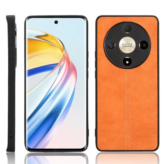 Custodia per telefono con cover posteriore cucita con motivo mucca per Honor X9b 5G / Magic6 Lite (giallo)