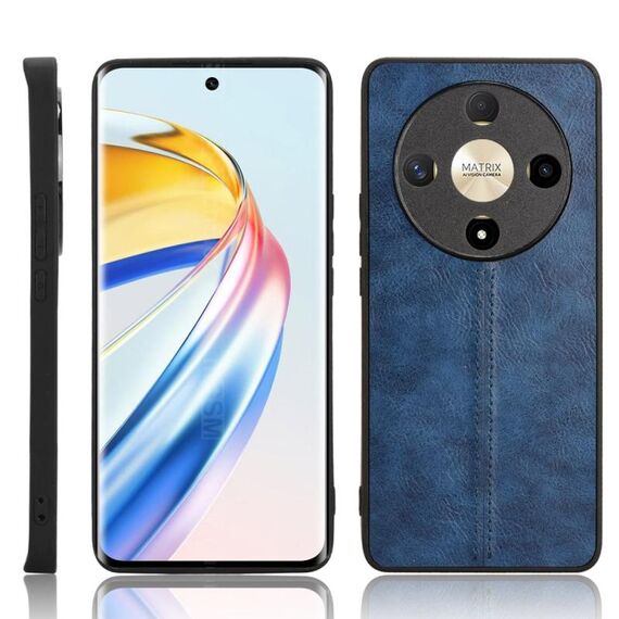 Custodia per telefono con cover posteriore cucita con motivo mucca per Honor X9b 5G / Magic6 Lite (blu)