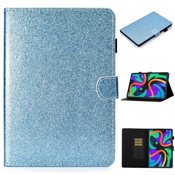 Per Lenovo Tab M11/ Xiaoxin Pad 11 2024 Custodia per tablet in pelle con polvere glitterata e vernice (blu)
