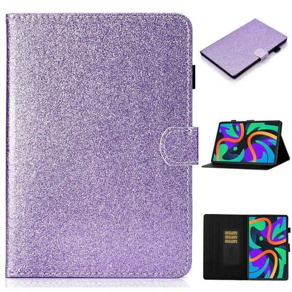 Per Lenovo Tab M11/ Xiaoxin Pad 11 2024 Custodia per tablet in pelle con polvere glitterata e vernice (viola)