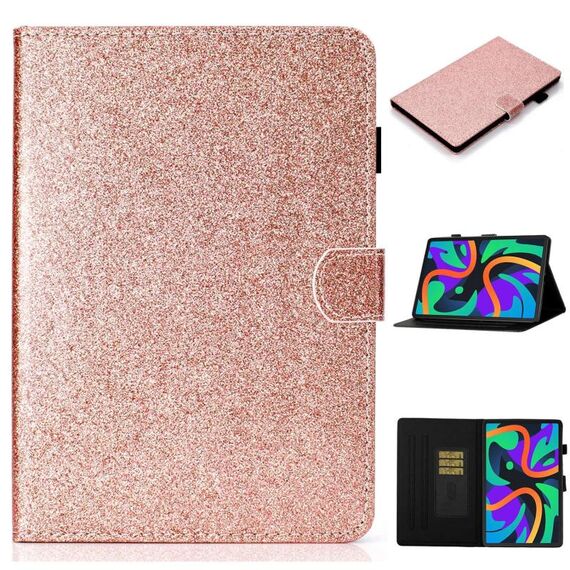 Per Lenovo Tab M11/ Xiaoxin Pad 11 2024 Custodia per tablet in pelle con polvere glitterata e vernice (oro rosa)