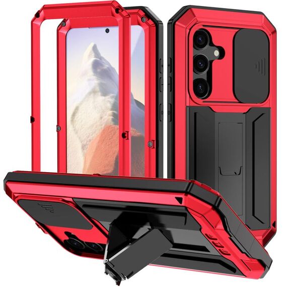 Custodia per telefono con supporto impermeabile per fotocamera scorrevole R-JUST per Samsung Galaxy S24 5G (rosso)