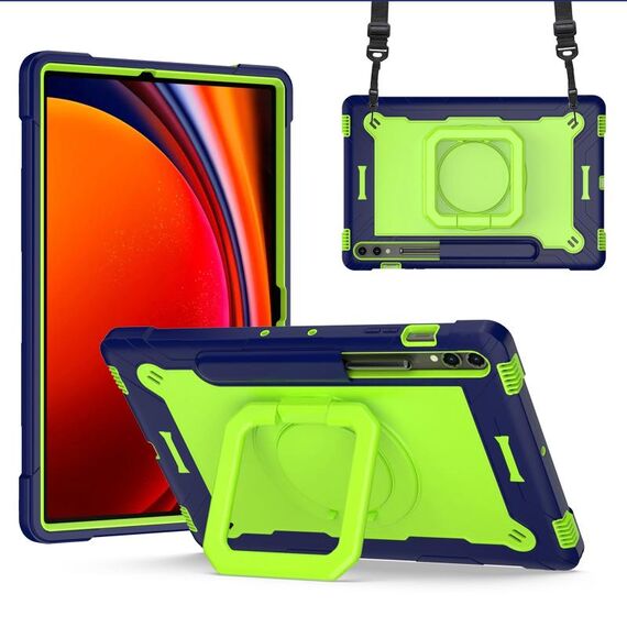 Custodia per tablet PC ibrida in silicone con robot per Samsung Galaxy Tab S9 FE+ / S9+ (giallo scuro verde)